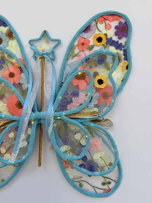 LED Embroidery Lace Fairy Wing, Wand, and Tutu Set