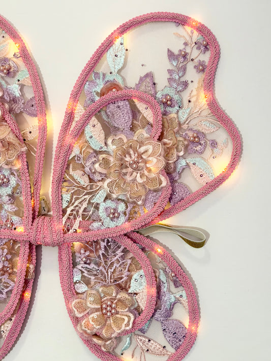 LED Embroidery Lace Double Fairy Wing and Wand Set