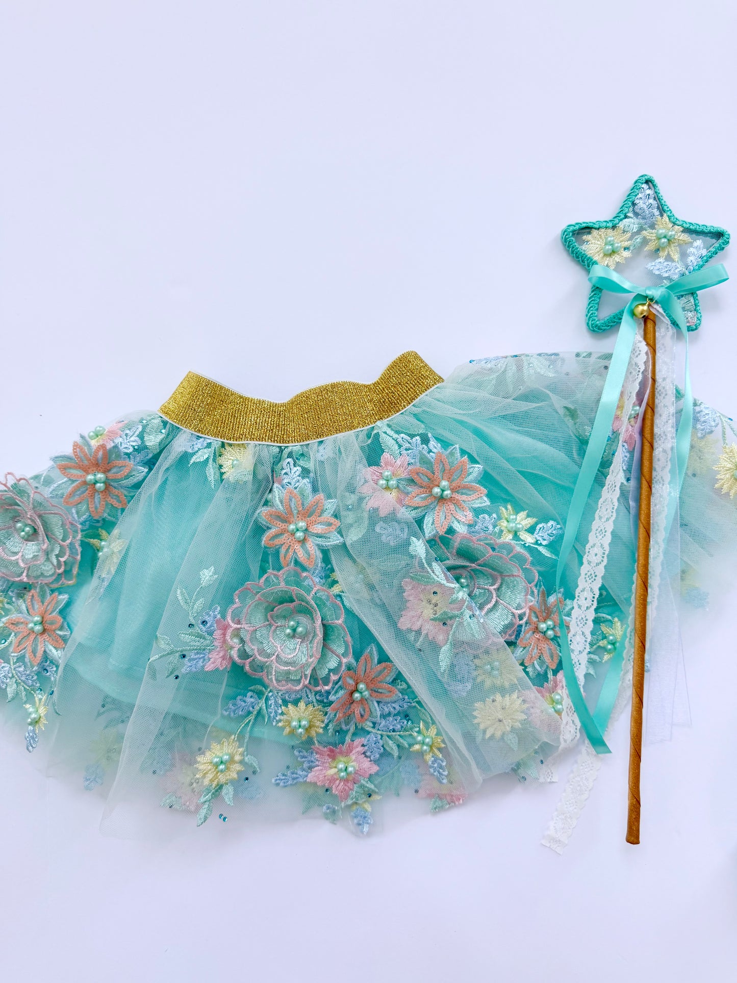 LED Embroidery Lace Fairy Wing, Wand, and Tutu Set