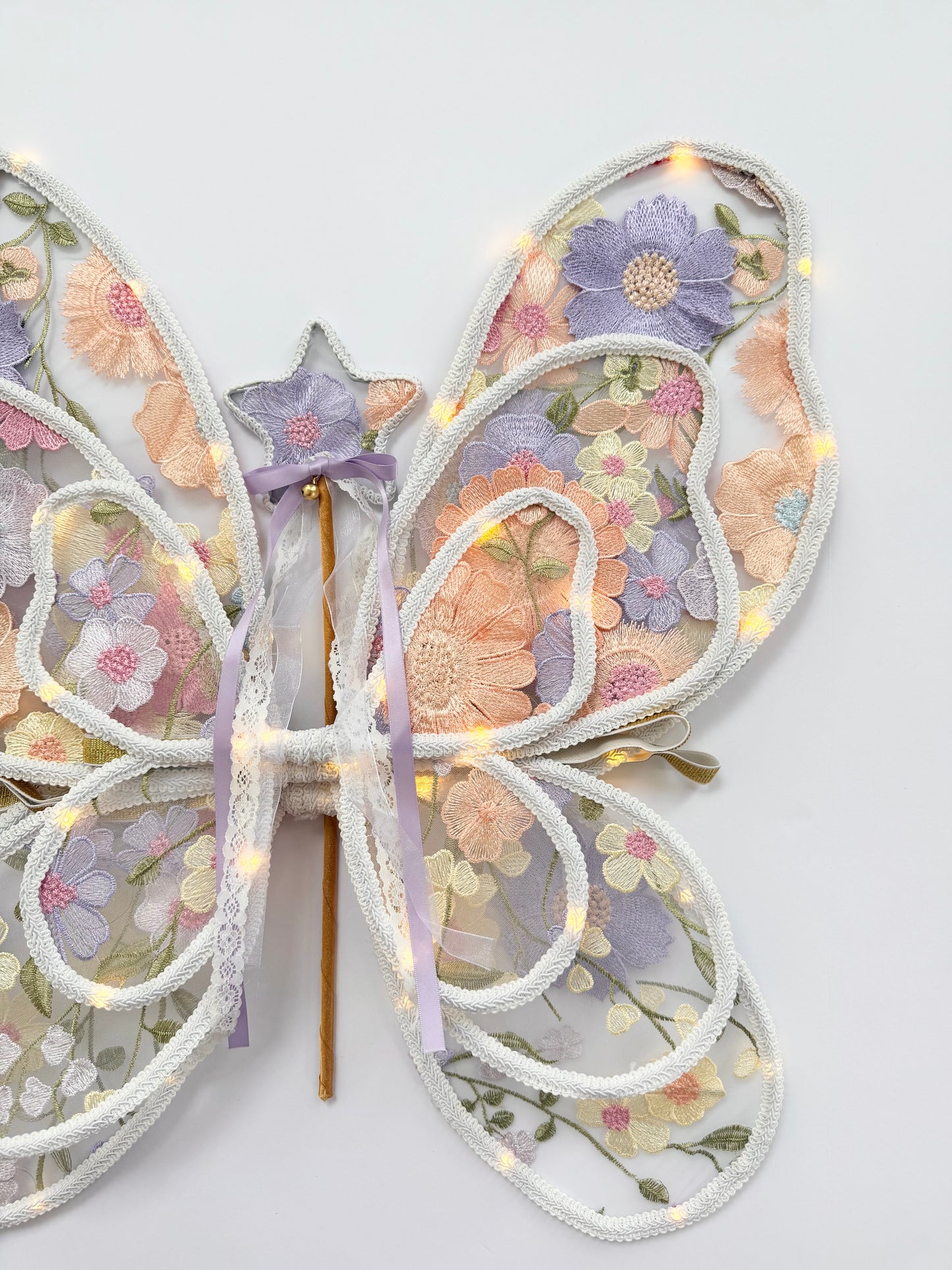 LED Embroidery Lace Fairy Wing, Wand, and Tutu Set