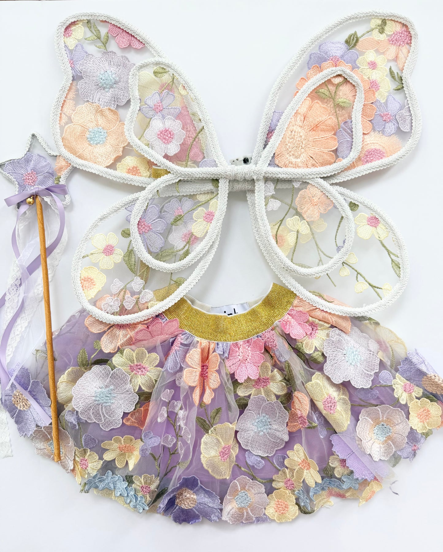 LED Embroidery Lace Fairy Wing, Wand, and Tutu Set