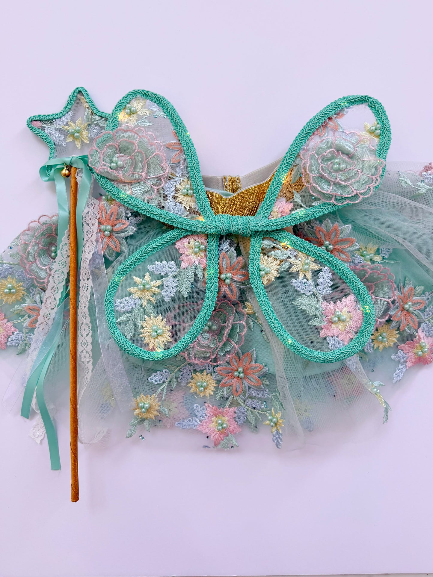 LED Embroidery Lace Fairy Wing, Wand, and Tutu Set