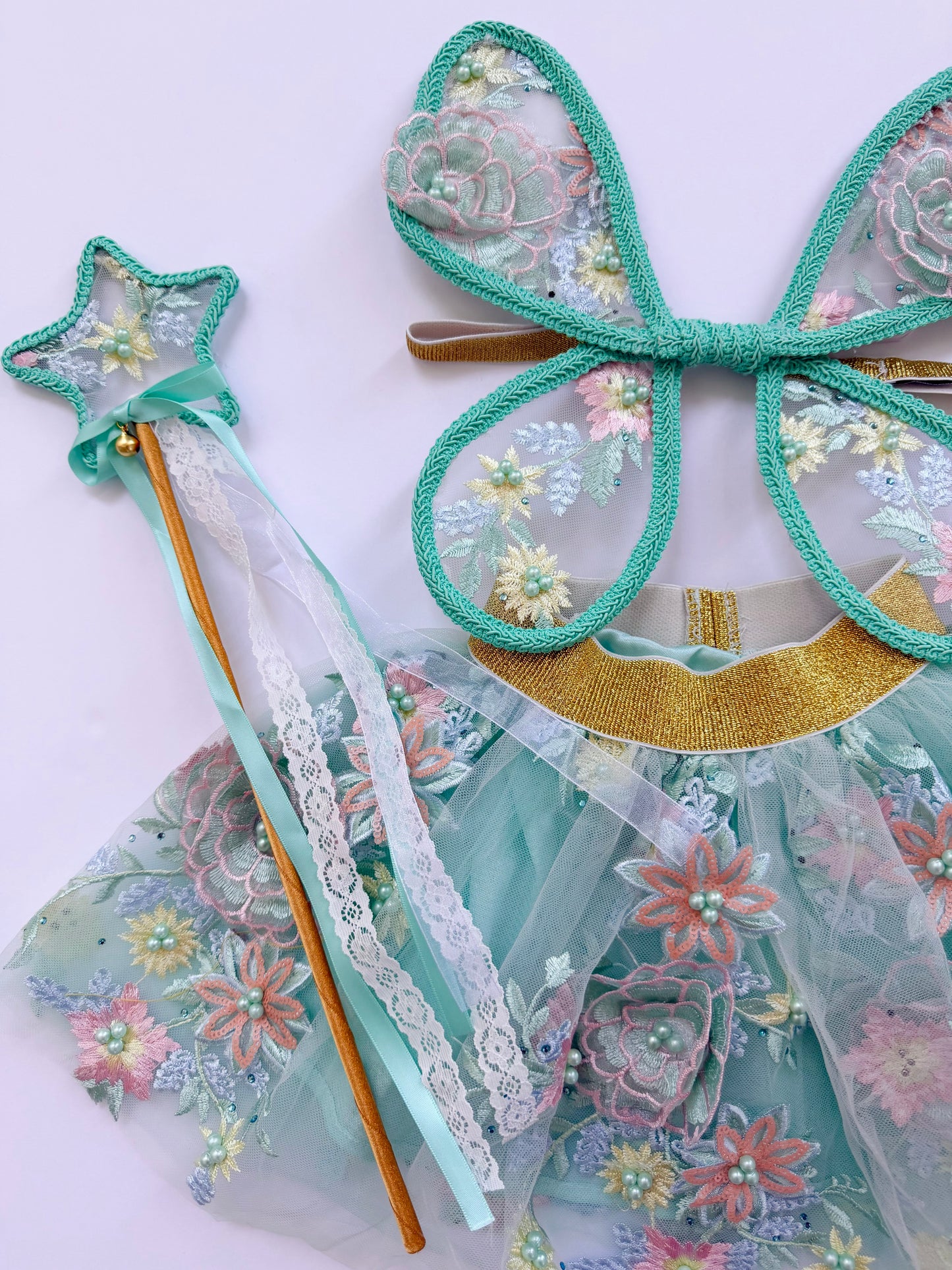 LED Embroidery Lace Fairy Wing, Wand, and Tutu Set