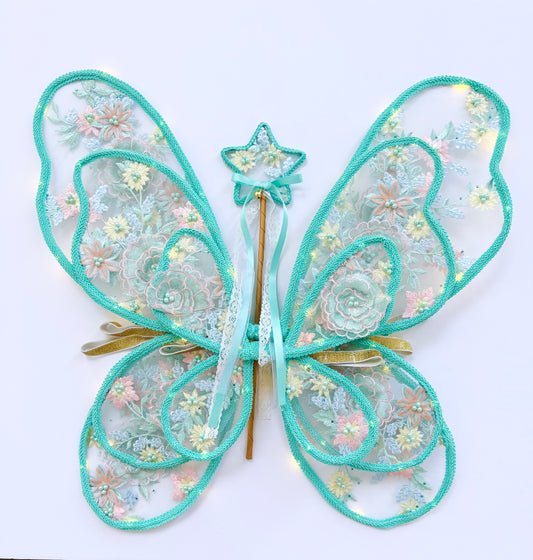 LED Embroidery Lace Fairy Wing and Wand Set