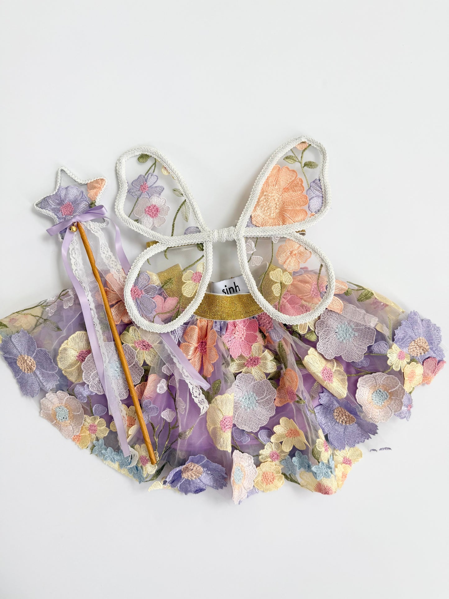 LED Embroidery Lace Fairy Wing, Wand, and Tutu Set