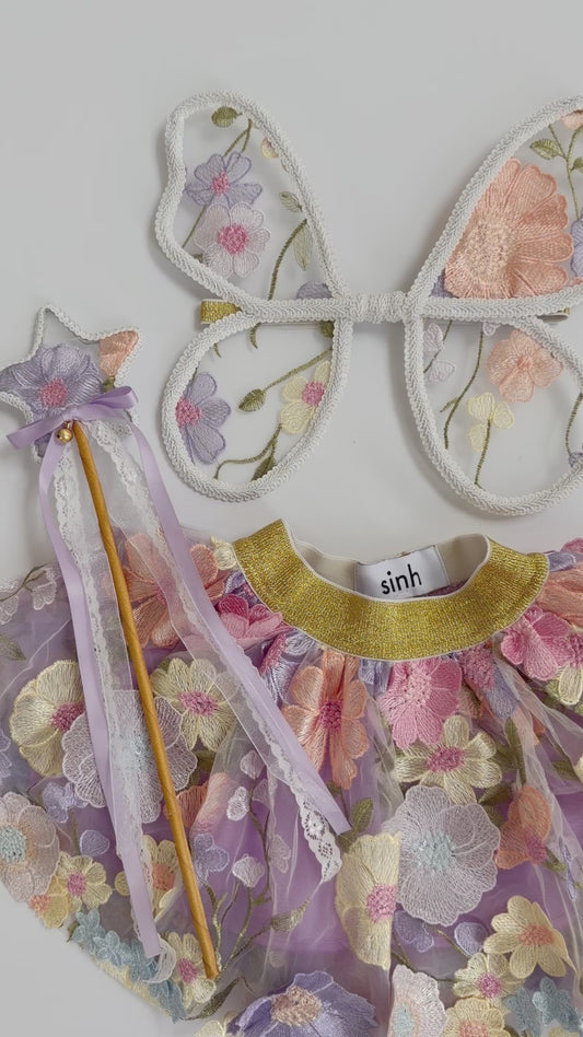 LED Embroidery Lace Fairy Wing, Wand, and Tutu Set